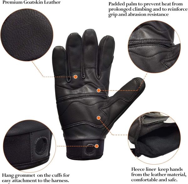 Climbing Gloves Rope Gloves, Fleece Liner Rappelling Gloves,Rescue, Rock/Tree/Wall/Mountain Climbing, Adventure, Outdoor Sports