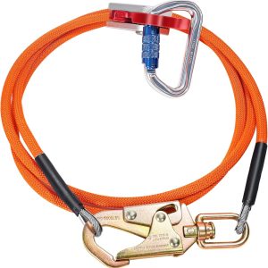 Steel Core Flipline Kit, 1/2" x 10' Tree Climbing Flipline, Adjustable Tree Lanyard, Cut Resistant & Low Stretch Positioning Rope Lanyard for Fall Protection, Arborist, Tree Climbers