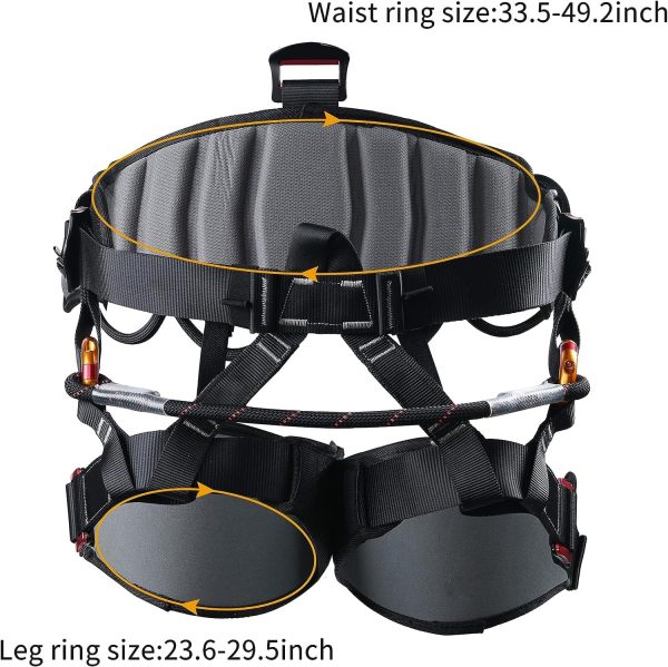 Climbing Harness, Half Body Tree Climbing Harness Men,Thicken Widen Protect Waist Safety Harness for Arborist Harness,Working Rescuing at Height Safety Belt Harness