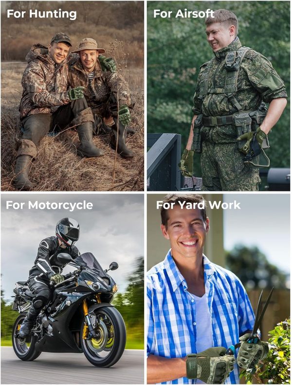 Tactical Gloves for Men, Touchscreen Motorcycle Gloves with Hard Shell & Palm Padding for Sports Motorcycle Cycling Tactical Airsoft Paintball Hunting Hiking Camping Climbing