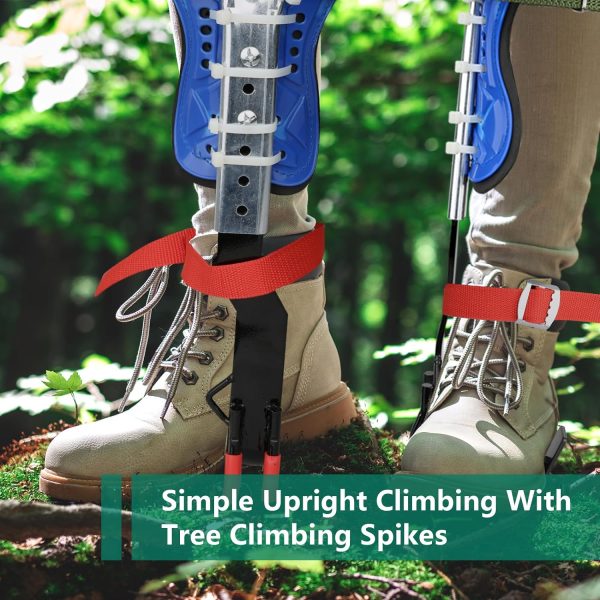 Tree Climbing Spike Set Safety Adjustable Belt Lanyard Rope Rescue Belt 2 Gears