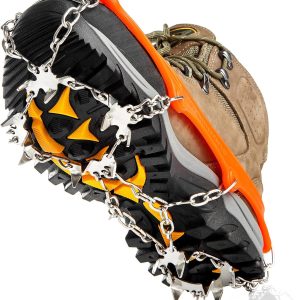 Ice Cleats Traction Snow Grips for Boots Shoes Women Men Anti Slip 19 Stainless Steel Spikes Safe Protect for Hiking Fishing Walking Climbing Mountaineering