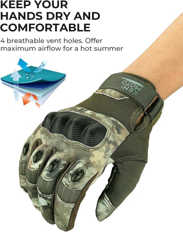 Tactical Gloves for Men, Touchscreen Motorcycle Gloves with Hard Shell & Palm Padding for Sports Motorcycle Cycling Tactical Airsoft Paintball Hunting Hiking Camping Climbing