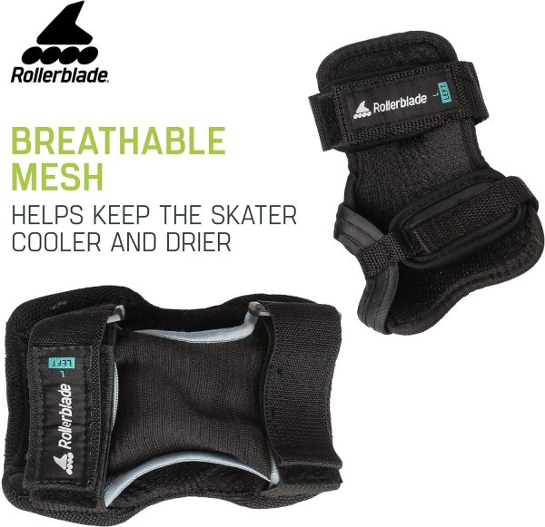 Rollerblade Skate Gear 3 Pack Protective Gear, Knee Pads, Elbow Pads and Wrist Guards, Inline Skating, Multi Sport Protection, Unisex, Black