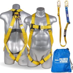 Safety Safety Harness w/Detachable 6 ft Lanyard I Single Leg Lanyard w/Internal Shock Absorbing & Snap Hook